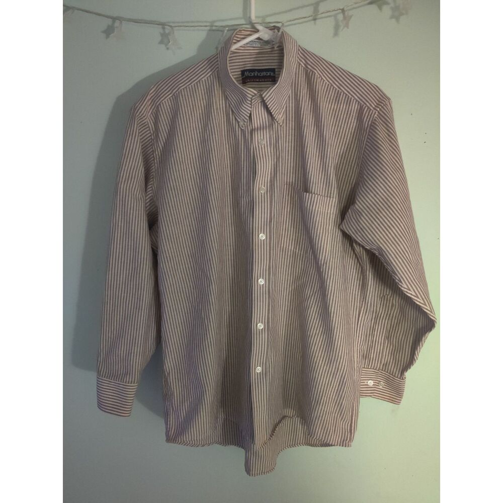 Manhattan Shirtmakers Men's Large Striped Button Up